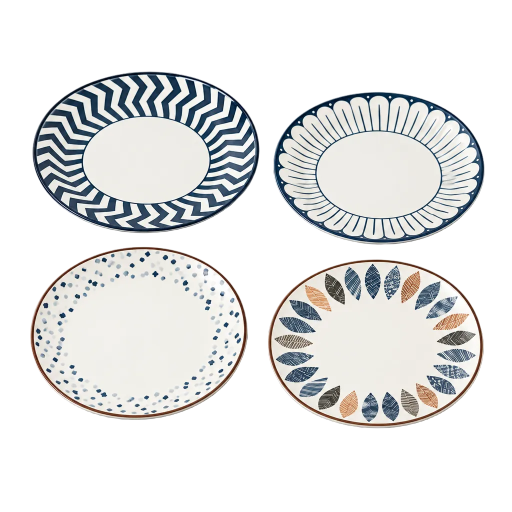 conjunto de 4 quatro pratos para lanches