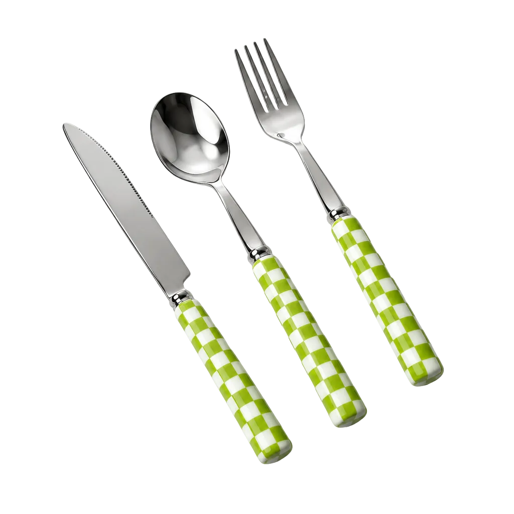 conjunto de talheres verde