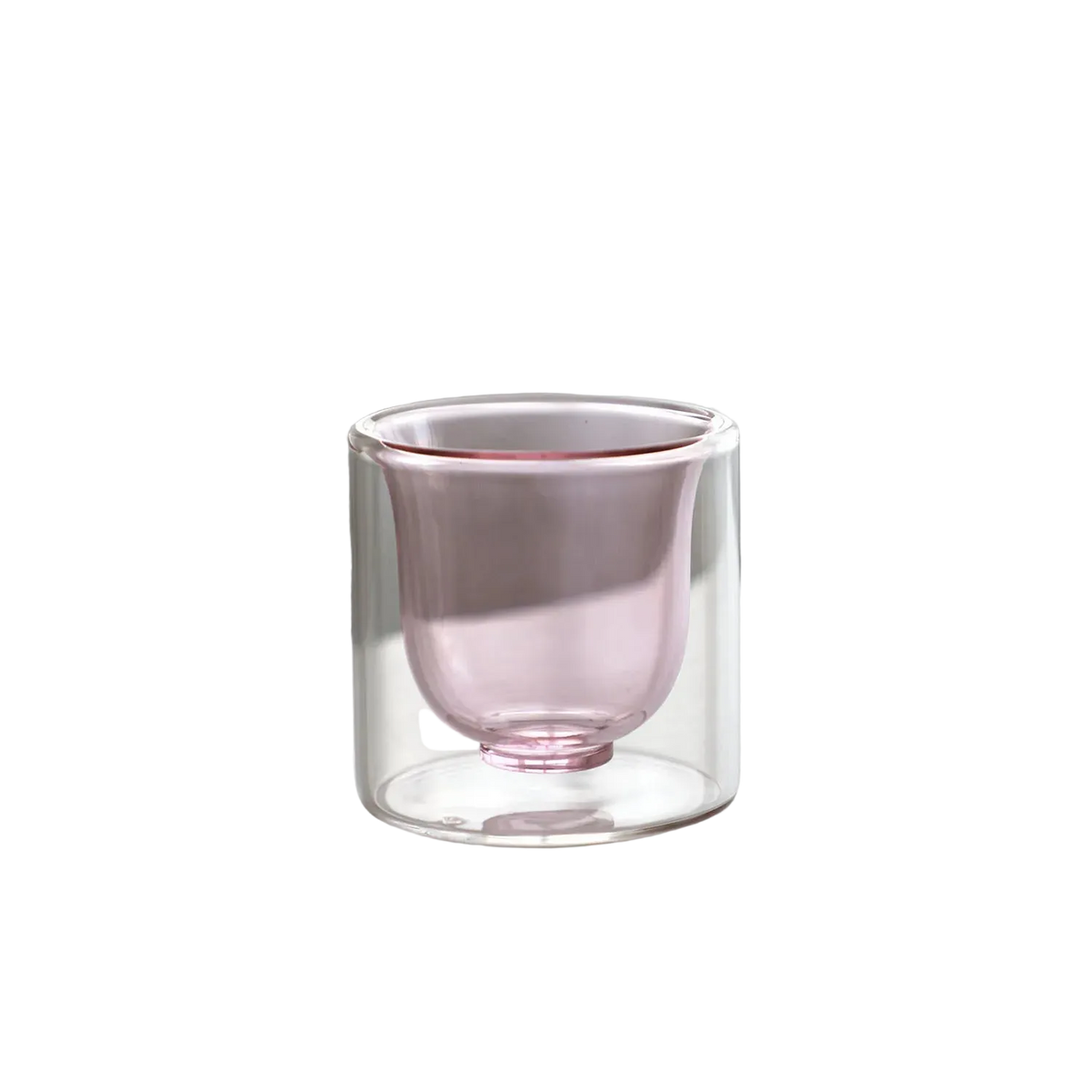copo de vidro dupla camada rosa