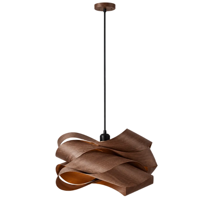 luminária pendente de cor madeira escura 45cm