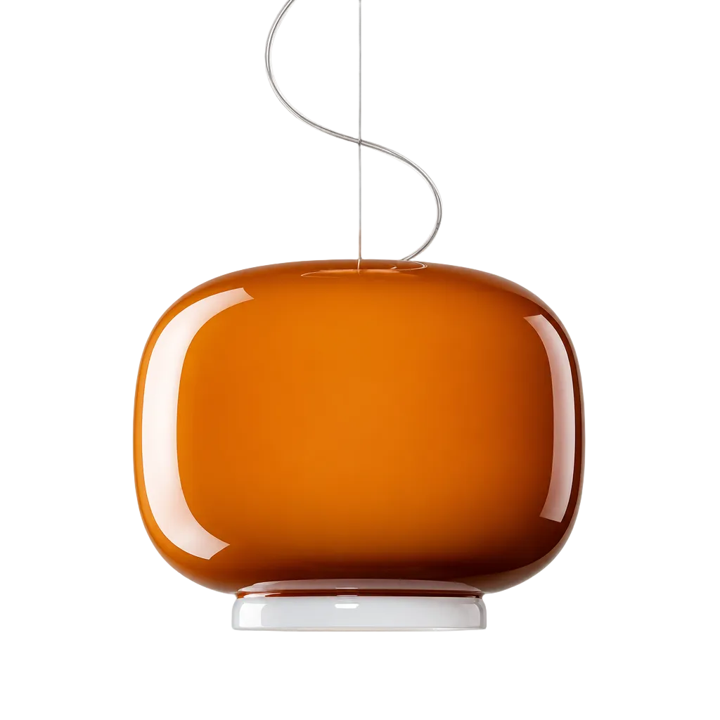 luminária pendente vidro laranja-31x40cm