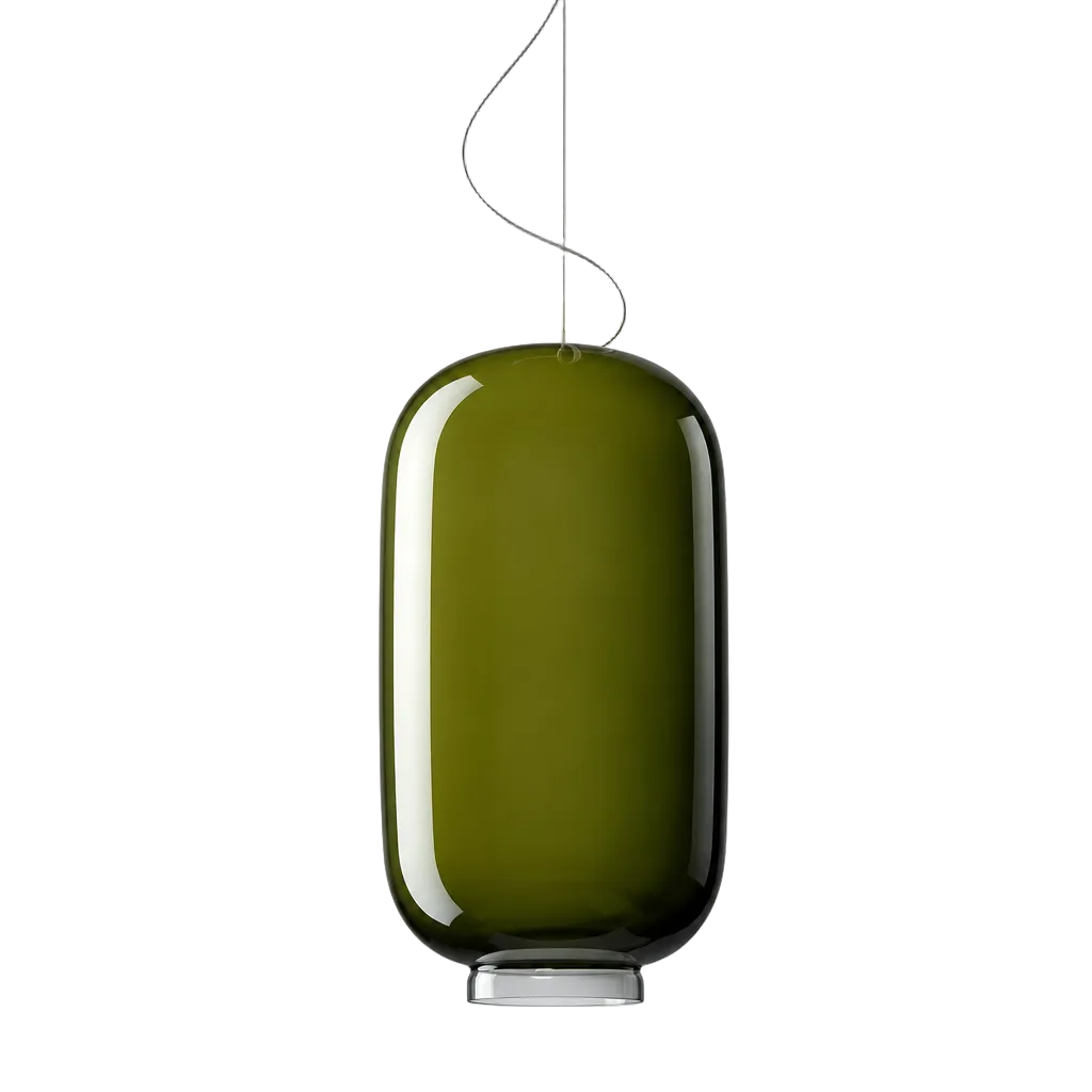 luminária pendente vidro verde-43x22cm